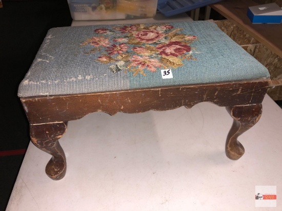 Vintage upholstered footstool, 18"wx12"wx10"h