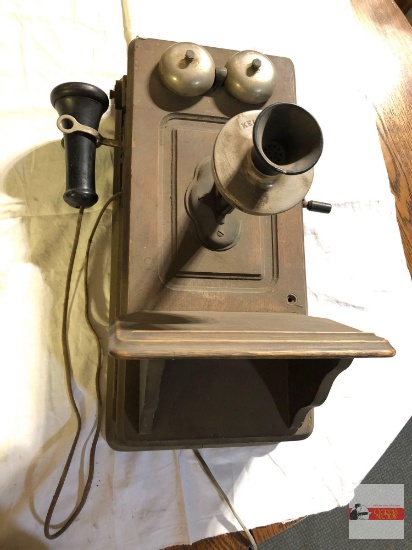 Vintage wall mount crank Kellogg telephone, converted