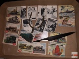 Collectibles - collector cards, letter opener and spur