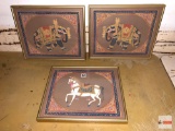 Artwork - 3 Deck the Walls framed embellished artwork, 2 elephants, 1 horse, 11