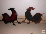 2 Rooster wooden cut-outs, 15
