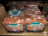 6 Verdigris Hurricane candle lamps, orig. boxes, 5