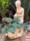 Yard & Garden - Woman w/urn statuary planter, potted hens/chickens, 32