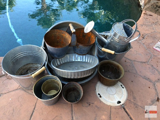 Yard & Garden - galvanized & aluminum buckets, water can, planter pots etc.