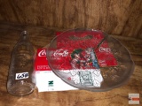 Collectibles - Coca Cola carry box, vintage Pepsi bottle & roses relief serving plate