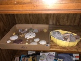 Collectibles - Sea shells, sand dollars, rocks, crystals and yellow planter dish