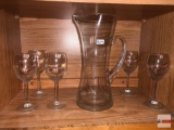 Glassware - Water pitcher and 5 stemware