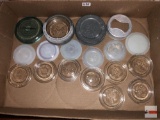 Vintage Glass canning lids and zinc lids
