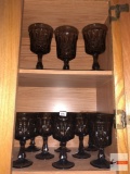 Glassware - 11 Smokey brown goblets 6.5