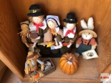 Holiday Decor - Thanksgiving - Pilgrims figures, rabbit scarecrow, scarecrow decor & pumpkin