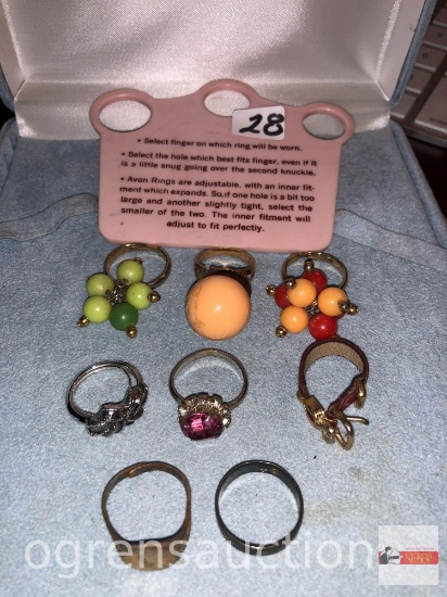 Jewelry - 8 misc. rings and ring sizer