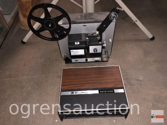 Photography - Bell & Howell Reel to Reel Projector & Radiant projector screen w/orig. box