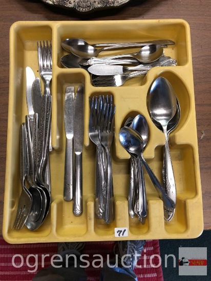 Flatware - Silverware tray with misc. utensils, various patterns