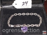 Jewelry - Bracelet - sterling silver bracelet w/ amethyst heart charm