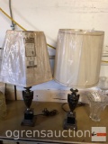 Pair metal table lamps w/shades