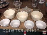 Dish ware - pottery bowls, ramekins, sundae glass, covered candy dish