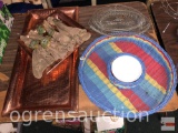 Serving ware - Trays, vegetable basket, chip/dip dish w/ turntable underneath