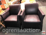 2x's-the-money leather club chairs, (cat scratches on front arms & back arms)