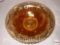 Carnival Glass - marigold serving bowl, pie crust edge, hobstar, raised base