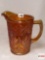 Carnival Glass - marigold, poinsettia milk pitcher