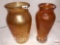 Carnival Glass - 2 vases - marigold Tree bark & marigold Swirl