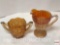 Carnival Glass - 2 marigold, non matching sugar bowl and creamer