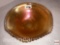 Carnival Glass - marigold, triple footed nut dish, beaded rim