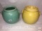 Pottery - 2 Shawnee cookie jars, 1 lid, Yellow, green