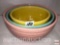 Pottery - 3 McCoy art pottery nesting mixing bowls, splatter design