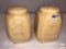 Pottery ceramic ware salt/pepper shakers, embossed, yellow