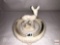 Ceramic pottery - 2 - Western Germany flower centerpiece ring & McCoy Deer figure, white