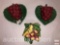 Kitchen decor - 3 ceramic fruit wall pockets