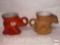 Frankoma pottery - 2 - mugs, red 1969 Nixon Agnew GOP republican elephant and 1980 democrat donkey