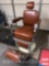 Vintage Koken Barber chair, leather, porcelain base, hydraulic