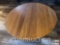 Furniture - Vintage round oak table cut down for coffee table, wheeled