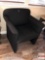 Chair - Black fabric upholstered armed chair