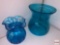 Glassware - 2 blue glass vases