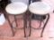2 tall swivel seat bar/counter stools, metal base, vinyl upholstery seats, cat scratches