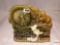 Pottery - McCoy spinning wheel w/cat/dog planter