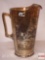 Carnival glass transfer ware water pitcher, pinched lip, monastery scene10
