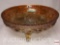 Carnival Glass - Marigold, Imperial Luster rose, triple footed round candy dish