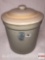 Stoneware crock - WH S.P.& S. Co. White Hall, Illinois, married lid