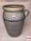 Stoneware crock urn, finger handle