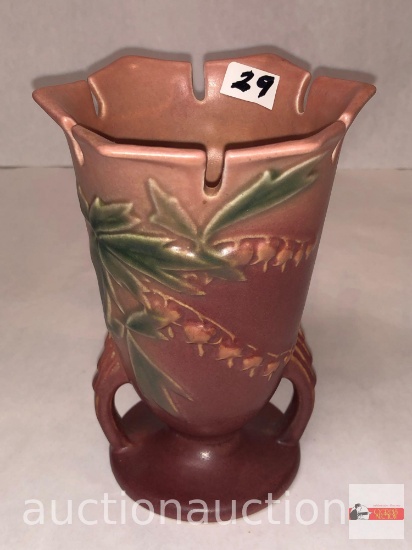 Roseville Pottery - 1940 Bleeding Hearts footed vase #904-6, pink