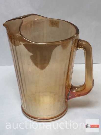 Carnival Glass - pitcher, 9"h, ribbed