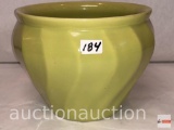 Ceramic pottery planter vase, large swirl, light green