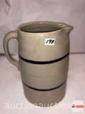 Pottery stoneware pitcher, pinched lip
