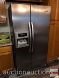 KitchenAid brushed stainless steel side by side refrigerator/freezer, Water/ice in door w/light