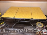 Vintage 1950's chrome table, drop sides, gate legs, yellow