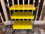 Vintage kitchen cart, yellow, three tier, wheeled